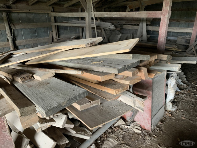 Lot of dimensional lumber, pole barn steel